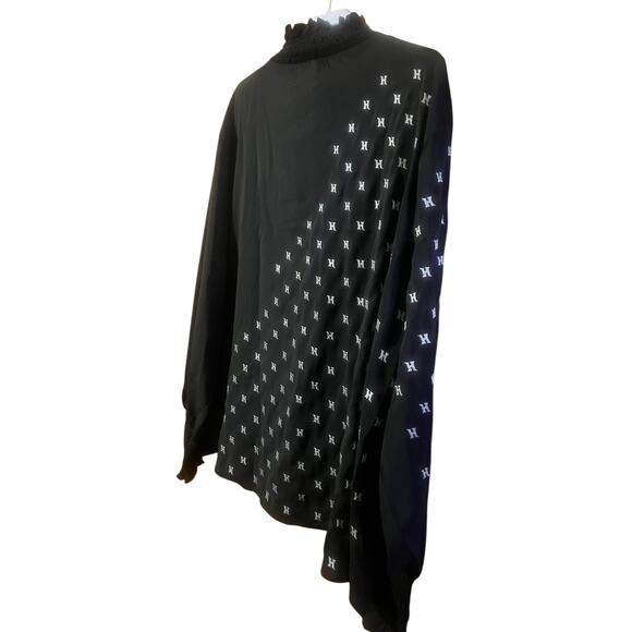 Honor the Gift Black Sheer Monogram Turtleneck Blouse Size XXL, NWT - Picture 2 of 4